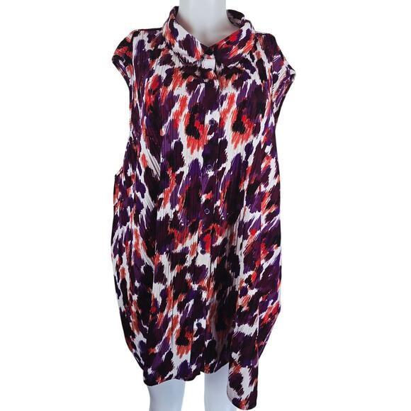Maggie Barnes Purple Orange Design Summer Women's Tank Blouse 5X - Picture 1 of 4